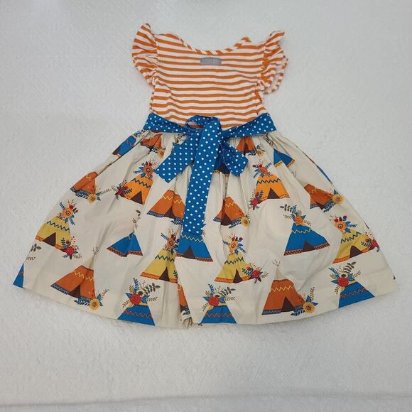 Eleanor Rose Thanksgiving girls fall dress teepee floral Size 5-6 - Picture 2 of 4